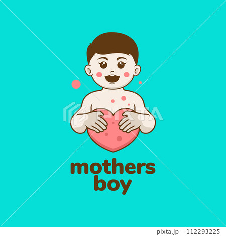 young boy son love heart cute mascot logo vector icon illustration young boy son love heart cute mascot logo vector icon illustration 112293225