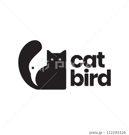 cat and bird pets mascot modern minimal simple logo vector icon illustration cat and bird pets mascot modern minimal simple logo vector icon illustration 112293326