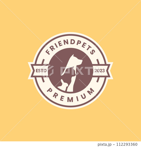 animal pets cat dog rabbit friends vintage badge simple logo design vector animal pets cat dog rabbit friends vintage badge simple logo design vector 112293360