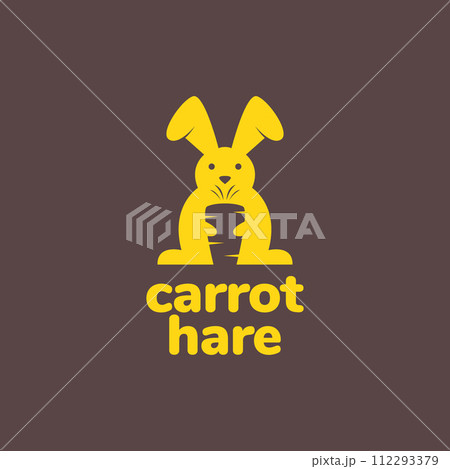 animal pets rabbit hare bunny carrot food flat modern simple logo design vector 112293379