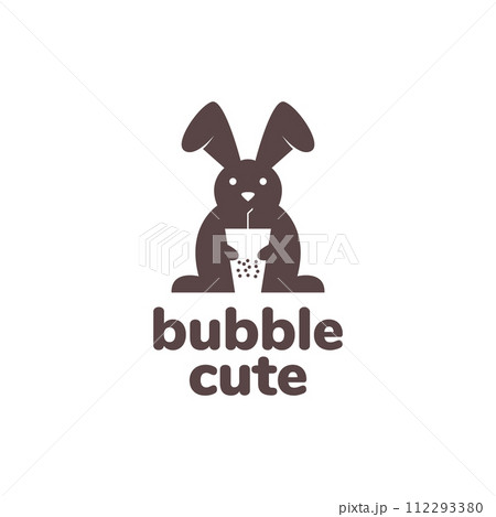 animal pets rabbit drink bubble chocolate mascot logo design vector 112293380