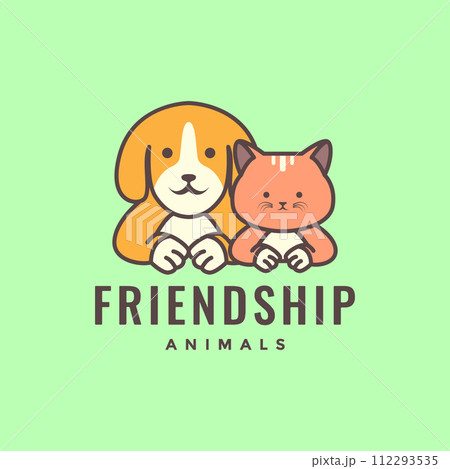 animal pets dog and cat friend mascot cute cartoon logo design vector 112293535