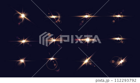 Golden light sparkles realistic vector illustration set 112293792