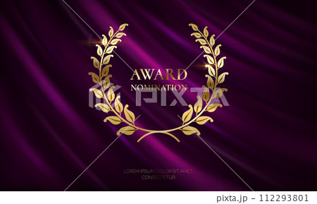 Golden laurel crown with text realistic vector illustration 112293801