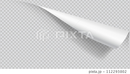 Curled corner of paper with shadow realistic illustration Curled corner of paper with shadow realistic illustration 112293802