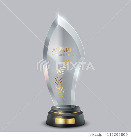 Glass award trophy realistic vector illustration on light background Glass award trophy realistic vector illustration on light background 112293809