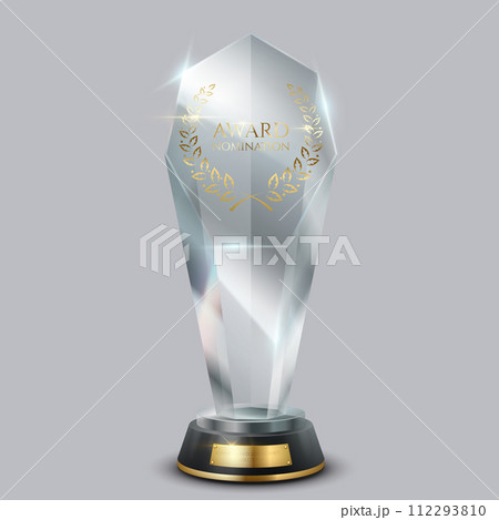Glass award trophy realistic vector illustration on light background 112293810