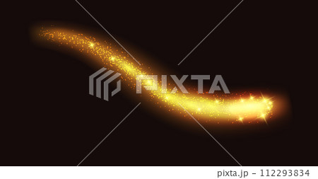 Golden stardust burst trace realistic vector illustration 112293834
