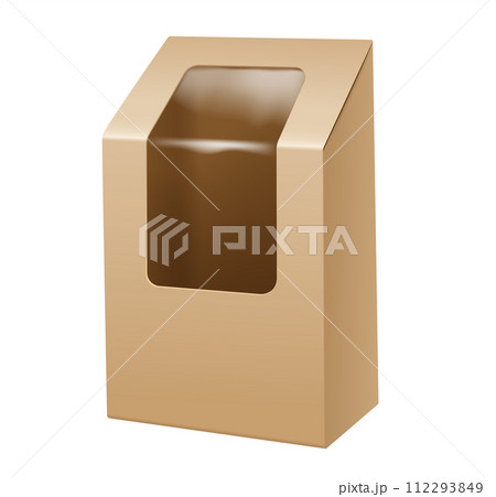 Paper box with clear plastic window realistic illustration 112293849