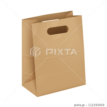 Takeaway food paper bag with handles realistic illustration Takeaway food paper bag with handles realistic illustration 112293850