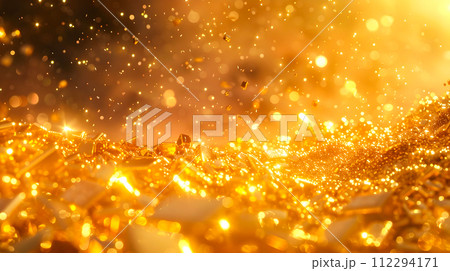 Gold Confetti and Coins Background in 32k UHD Style 112294171