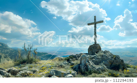 Cross in the Mountains A Symbol of Spirituality in the Greek Landscape 112294193