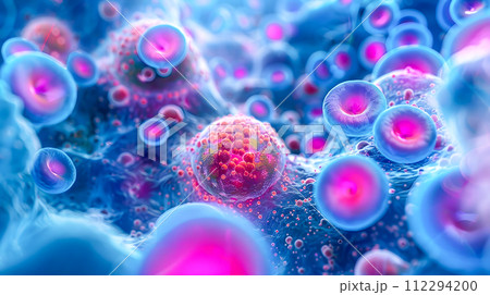 Pink and Blue Cells in Microscopic Detail Pink and Blue Cells in Microscopic Detail 112294200