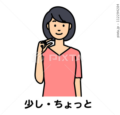 手話で「少し」と話す女性 112294284