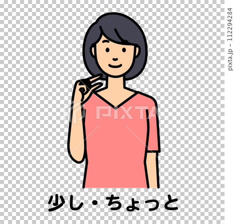 手話で「少し」と話す女性 112294284