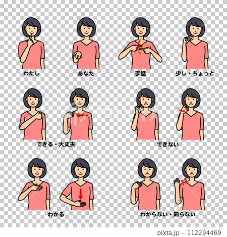 Set of women talking in sign language 112294469