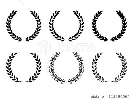 黒の月桂樹の葉の装飾フレームセット 112296064