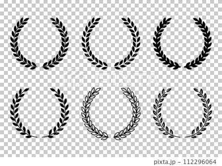 黒の月桂樹の葉の装飾フレームセット 112296064
