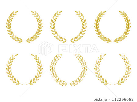 金の月桂樹の葉の装飾フレームセット 112296065
