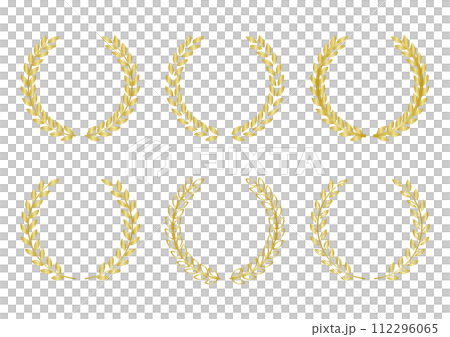 金の月桂樹の葉の装飾フレームセット 112296065
