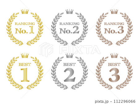 月桂樹の葉飾りのランキングアイコンセット 112296066