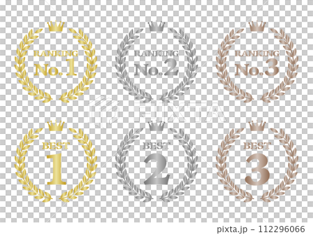 月桂樹の葉飾りのランキングアイコンセット 112296066