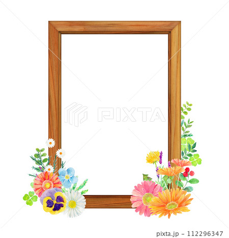 水彩イラスト ボタニカルなフレーム 水彩イラスト ボタニカルなフレーム 112296347