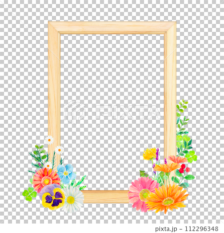 水彩イラスト ボタニカルなフレーム 水彩イラスト ボタニカルなフレーム 112296348