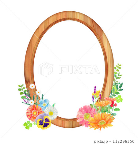 水彩イラスト ボタニカルなフレーム 水彩イラスト ボタニカルなフレーム 112296350