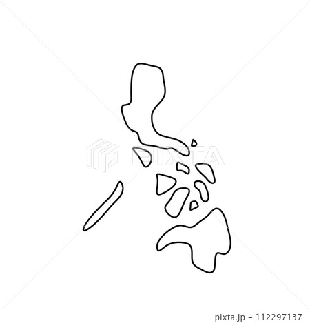 Philippines country simplified map. Thin black outline contour. Simple vector icon 112297137