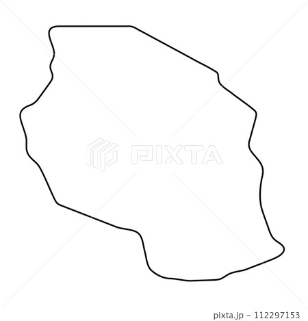 Tanzania country simplified map. Thin black outline contour. Simple vector icon 112297153