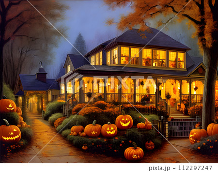 Vintage color palette Halloween long shot. 112297247