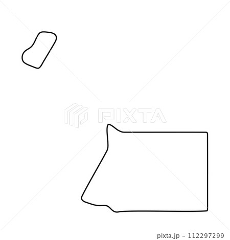 Equatorial Guinea country simplified map. Thin black outline contour. Simple vector icon 112297299