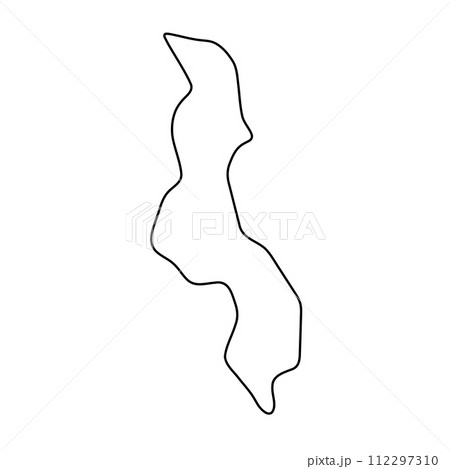 Malawi country simplified map. Thin black outline contour. Simple vector icon 112297310
