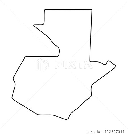 Guatemala country simplified map. Thin black outline contour. Simple vector icon 112297311