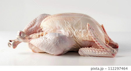 Fresh chicken closeup on a white background. Photorealistic image. Fresh food 112297464