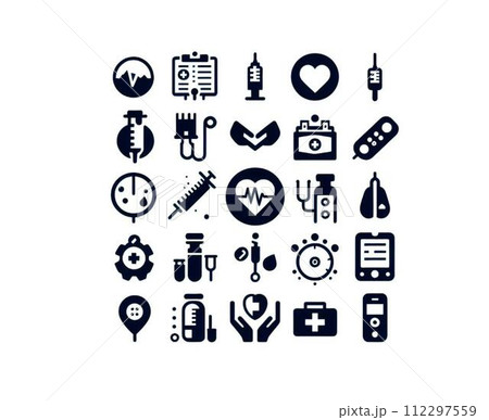 病院で使用される医療サービス関連のアイコン 病院で使用される医療サービス関連のアイコン 112297559
