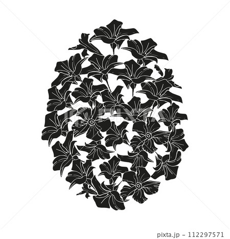 Silhouette spring flower Easter egg , hand drawn floral elements for Valentines day. Vector illustrations for card or invitations, stickers Silhouette spring flower Easter egg , hand drawn floral elements for Valentines day. Vector illustrations for card or invitations, stickers 112297571