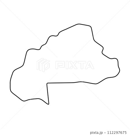 Burkina Faso country simplified map. Thin black outline contour. Simple vector icon Burkina Faso country simplified map. Thin black outline contour. Simple vector icon 112297675