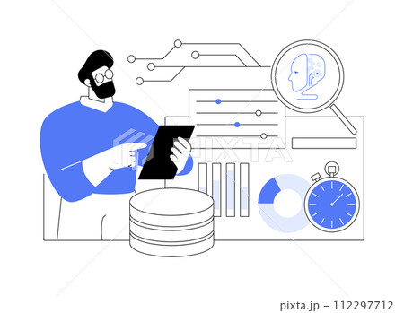 Real-Time Data Analysis with AI abstract concept vector illustration. 112297712