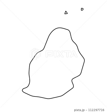 Mauritius country simplified map. Thin black outline contour. Simple vector icon 112297716