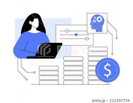 AI-Dynamic Pricing Strategies abstract concept vector illustration. AI-Dynamic Pricing Strategies abstract concept vector illustration. 112297734
