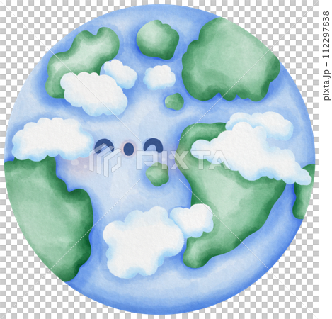 Solar System Planet Earth with Cute Floating Clouds 112297838