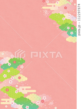 背景（和の春空）-雲桜の模様9-1 112297874