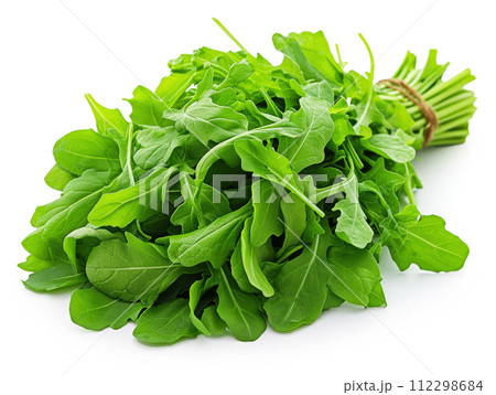 fresh bunch of arugula white background 112298684
