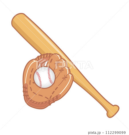 野球のボールとバットとグローブ 112299099