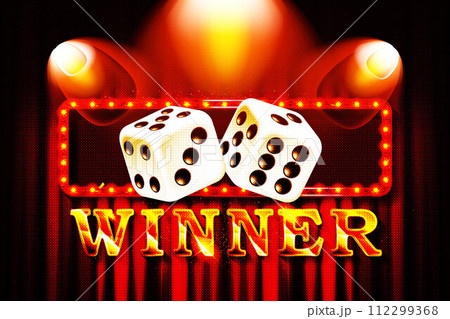 Winner word on banner with red curtains Vector illustration 112299368