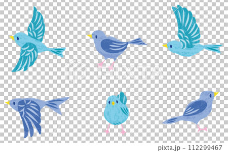 小鳥插畫集藍色淺藍色 小鳥插畫集藍色淺藍色 112299467
