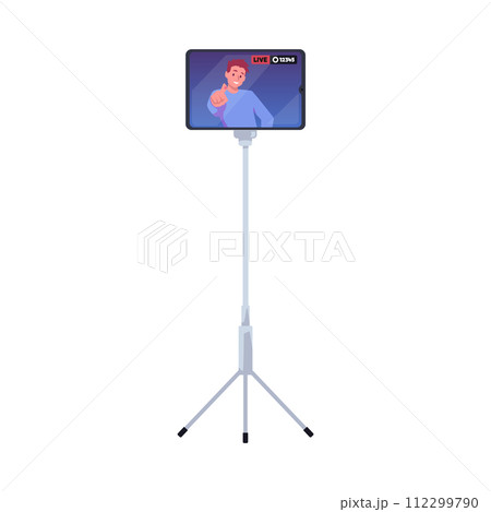 Live streaming smartphone on tripod vector illustration Live streaming smartphone on tripod vector illustration 112299790