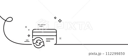 Change credit card line icon. Continuous one line with curl. Payment method sign. Change card single outline ribbon. Loop curve pattern. Vector Change credit card line icon. Continuous one line with curl. Payment method sign. Change card single outline ribbon. Loop curve pattern. Vector 112299850